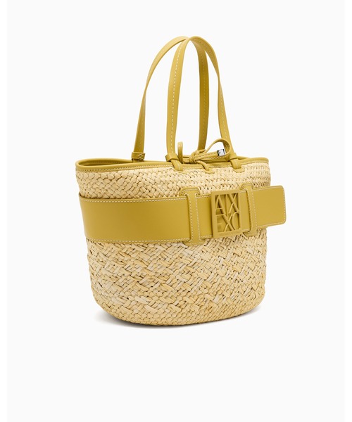 ARMANI EXCHANGE（アルマーニエクスチェンジ）の「【A|X アルマーニ エクスチェンジ】BOXロゴバックル ストローエフェクトトートバッグ（トートバッグ・レディース・マスタード・FREE）」の2枚目の写真