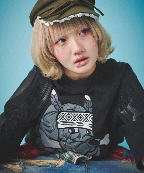 GALFY（ガルフィー）の「GALFY-部族長Tee（Tシャツ/カットソー・レディース・ブラック/ホワイト/サンドベージュ・L/XL）」の13枚目の写真