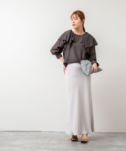 NOLLEY’S(ノーリーズ)の「シアースラブフリルブラウス(シャツ/ブラウス・レディース・チャコールグレー/ライトグリーン/キナリ・38)」の17枚目の写真