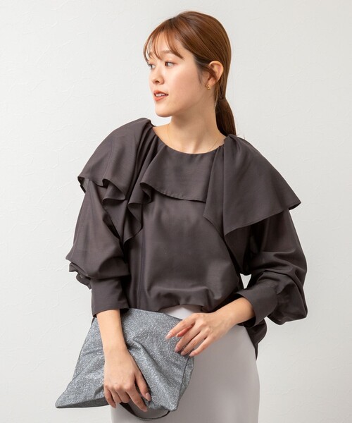 NOLLEY’S(ノーリーズ)の「シアースラブフリルブラウス(シャツ/ブラウス・レディース・チャコールグレー/ライトグリーン/キナリ・38)」の18枚目の写真