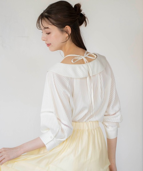 NOELA(ノエラ)の「オフショルストライプブラウス(シャツ/ブラウス・レディース・オフホワイト/サックスブルー/ベージュ・フリー)」の12枚目の写真