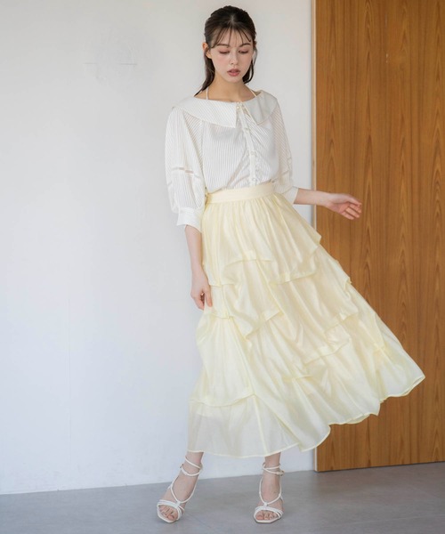 NOELA(ノエラ)の「オフショルストライプブラウス(シャツ/ブラウス・レディース・オフホワイト/サックスブルー/ベージュ・フリー)」の13枚目の写真