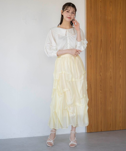 NOELA(ノエラ)の「オフショルストライプブラウス(シャツ/ブラウス・レディース・オフホワイト/サックスブルー/ベージュ・フリー)」の14枚目の写真