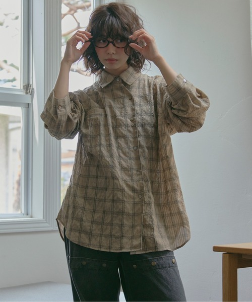loin nuit ブラウス シャツ nuance button tie shirt