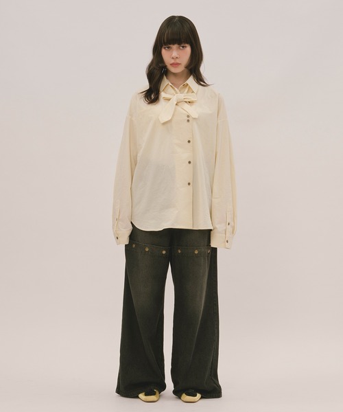 loin nuit ニュアンスボタンタイシャツ loin nuit ブラウス シャツ nuance button tie shirt