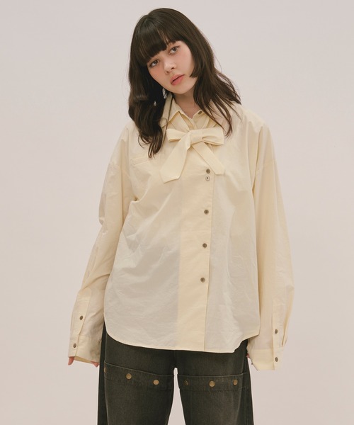 loin nuit ニュアンスボタンタイシャツ loin nuit ブラウス シャツ nuance button tie shirt