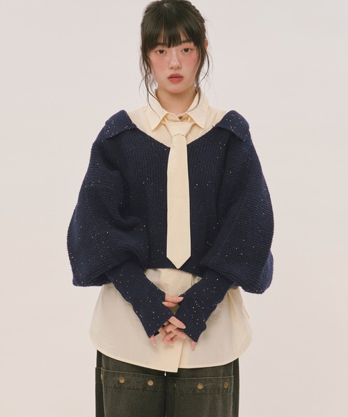 loin nuit（ロワンニュイ）の「nuance button tie shirt / ニュアンスボタンタイシャツ（シャツ/ブラウス・レディース・ライトピンク/ネイビー/ブラウン/ブルー/アイボリー/ダークブラウン/グレー・FREE）」の15枚目の写真