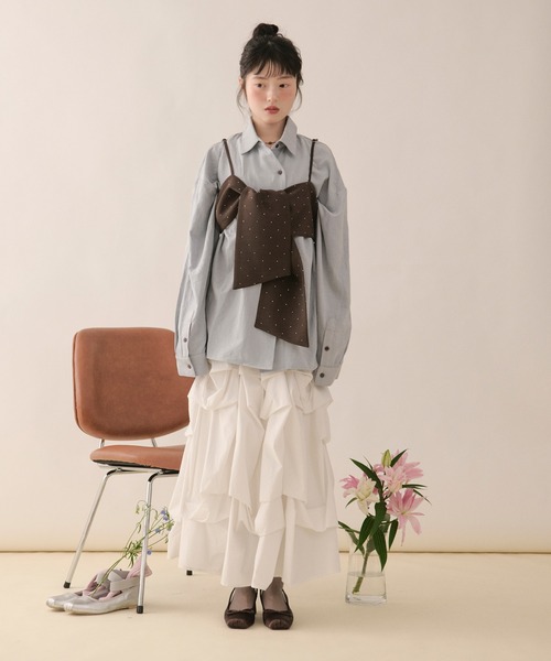 loin nuit（ロワンニュイ）の「nuance button tie shirt / ニュアンスボタンタイシャツ（シャツ/ブラウス・レディース・ライトピンク/ネイビー/ブラウン/ブルー/アイボリー/ダークブラウン/グレー/ブルー系その他/マスタード・FREE）」の22枚目の写真