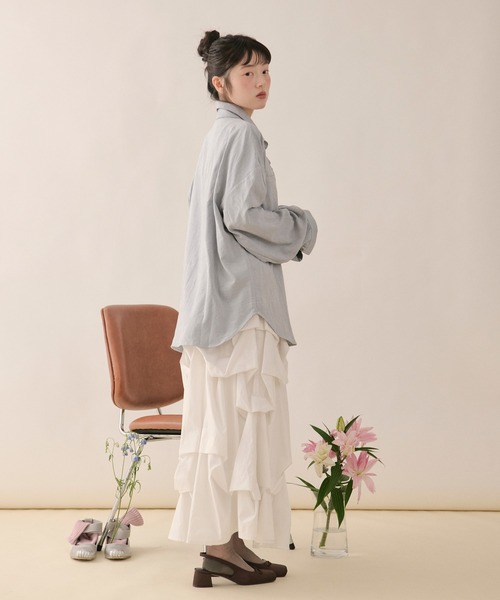 loin nuit（ロワンニュイ）の「nuance button tie shirt / ニュアンスボタンタイシャツ（シャツ/ブラウス・レディース・ライトピンク/ネイビー/ブラウン/ブルー/アイボリー/ダークブラウン/グレー/ブルー系その他/マスタード・FREE）」の21枚目の写真