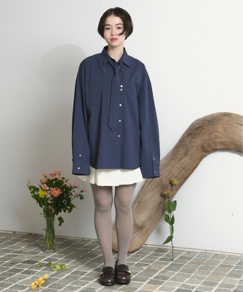loin nuit ブラウス シャツ nuance button tie shirt