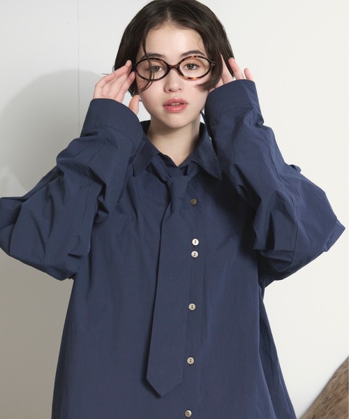 ブラウス シャツ nuance button tie shirt / ニュアンスボタンタイシャツ レディース Didot.showroom ブラウス シャツ バーガンディーボタンカラー