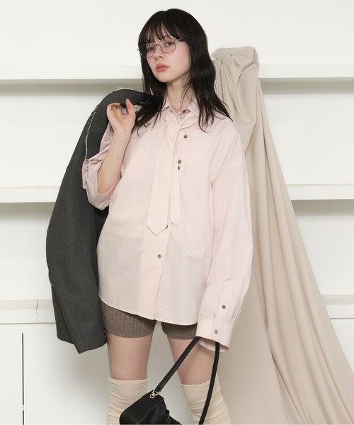 loin nuit ブラウス シャツ nuance button tie shirt