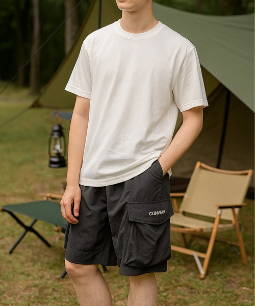 CONVERSE(コンバース)の「【CONVERSE/コンバース】撥水 ナイロンカーゴパンツ・イージーショーツ・ハーフパンツ(カーゴパンツ・メンズ・オフホワイト/ブラック/カーキ/ネイビー・M/L/LL)」の2枚目の写真