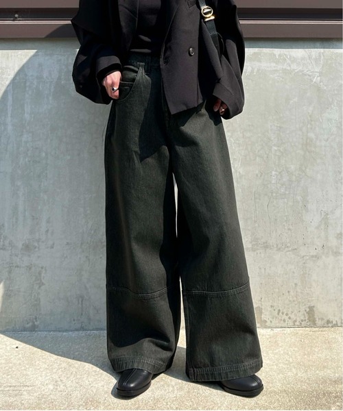 1chaku.（イッチャク）の「切替ヘムバギーデニムパンツ（デニムパンツ・レディース・グレー/ブルー/ブラウン・マルチサイズ）」の2枚目の写真