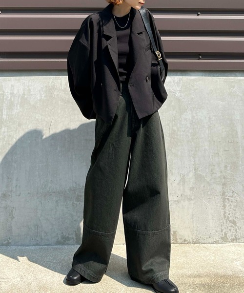 1chaku.（イッチャク）の「切替ヘムバギーデニムパンツ（デニムパンツ・レディース・グレー/ブルー/ブラウン・マルチサイズ）」の4枚目の写真