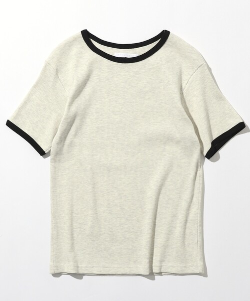 Firsthand(ファーストハンド)の「MA Firsthand/マ ファーストハンド RIB RINGER TEE / ワンポイント刺繍 リブリンガーTシャツ(Tシャツ/カットソー・レディース・オフホワイト/ブラウン/ブラック・FREE)」の8枚目の写真