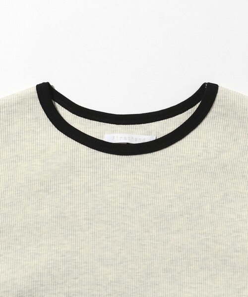 Firsthand(ファーストハンド)の「MA Firsthand/マ ファーストハンド RIB RINGER TEE / ワンポイント刺繍 リブリンガーTシャツ(Tシャツ/カットソー・レディース・オフホワイト/ブラウン/ブラック・FREE)」の9枚目の写真
