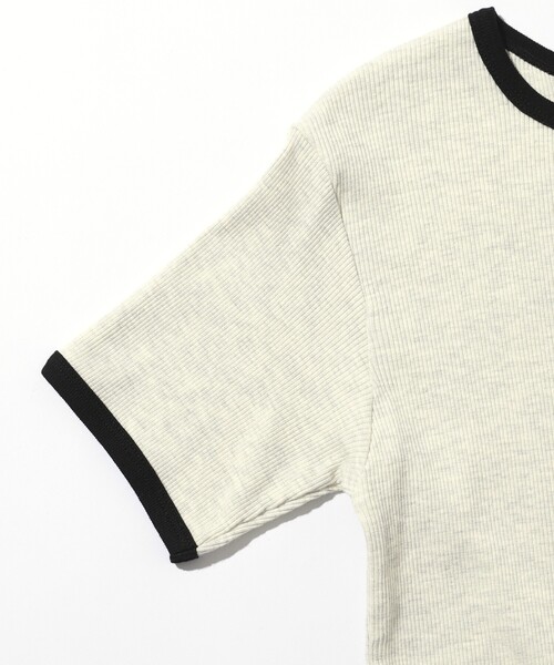 Firsthand(ファーストハンド)の「MA Firsthand/マ ファーストハンド RIB RINGER TEE / ワンポイント刺繍 リブリンガーTシャツ(Tシャツ/カットソー・レディース・オフホワイト/ブラウン/ブラック・FREE)」の10枚目の写真