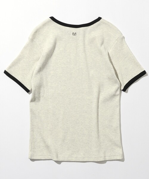 Firsthand(ファーストハンド)の「MA Firsthand/マ ファーストハンド RIB RINGER TEE / ワンポイント刺繍 リブリンガーTシャツ(Tシャツ/カットソー・レディース・オフホワイト/ブラウン/ブラック・FREE)」の12枚目の写真
