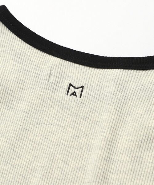 Firsthand(ファーストハンド)の「MA Firsthand/マ ファーストハンド RIB RINGER TEE / ワンポイント刺繍 リブリンガーTシャツ(Tシャツ/カットソー・レディース・オフホワイト/ブラウン/ブラック・FREE)」の13枚目の写真