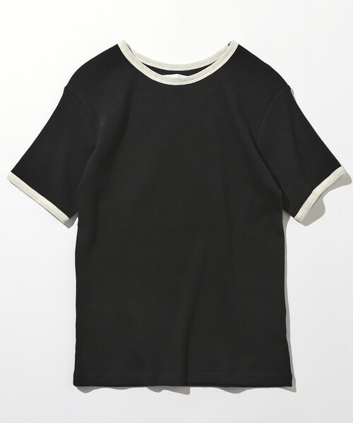 Firsthand(ファーストハンド)の「MA Firsthand/マ ファーストハンド RIB RINGER TEE / ワンポイント刺繍 リブリンガーTシャツ(Tシャツ/カットソー・レディース・オフホワイト/ブラウン/ブラック・FREE)」の19枚目の写真
