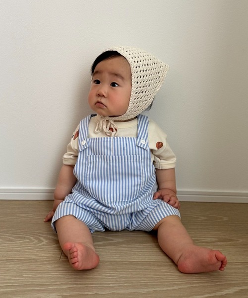 CIAOPANIC TYPY（チャオパニックティピー）の「【BABY】アソートストライプ柄バックロゴロンパース（ロンパース・キッズ・サックスブルー/イエロー・80）」の8枚目の写真