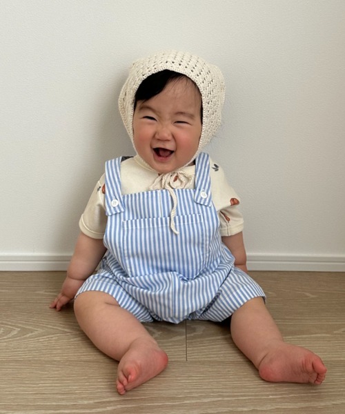 CIAOPANIC TYPY（チャオパニックティピー）の「【BABY】アソートストライプ柄バックロゴロンパース（ロンパース・キッズ・サックスブルー/イエロー・80）」の9枚目の写真