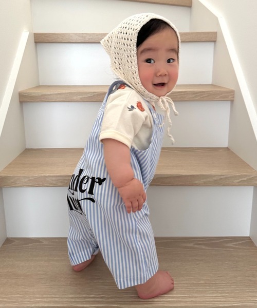 CIAOPANIC TYPY（チャオパニックティピー）の「【BABY】アソートストライプ柄バックロゴロンパース（ロンパース・キッズ・サックスブルー/イエロー・80）」の10枚目の写真