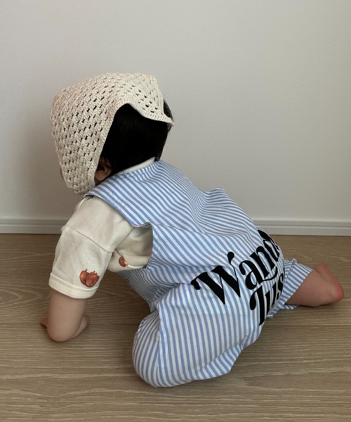 CIAOPANIC TYPY（チャオパニックティピー）の「【BABY】アソートストライプ柄バックロゴロンパース（ロンパース・キッズ・サックスブルー/イエロー・80）」の11枚目の写真