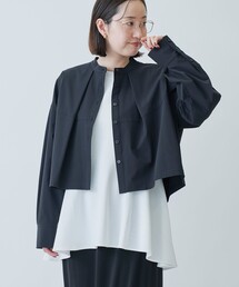 RONEL（ロネル）の「【はっ水//防しわ/ストレッチ/接触冷感】ボーダレス クロップド シャツ（シャツ/ブラウス）」