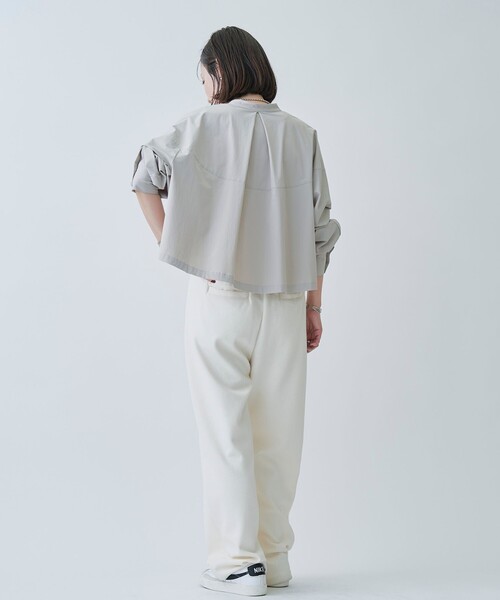 ブラウス シャツ 「はっ水//防しわ/ストレッチ/接触冷感」ボーダレス クロップド シャツ レディース セール】【はっ水//防しわ/ストレッチ/接触冷感】ボーダレス