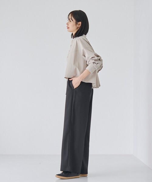 ブラウス シャツ 「はっ水//防しわ/ストレッチ/接触冷感」ボーダレス クロップド シャツ レディース セール】【はっ水//防しわ/ストレッチ/接触冷感】ボーダレス