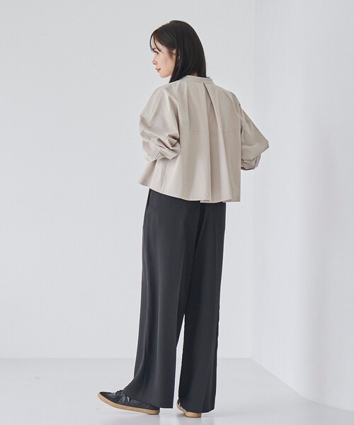 RONEL（ロネル）の「【はっ水//防しわ/ストレッチ/接触冷感】ボーダレス クロップド シャツ（シャツ/ブラウス・レディース・ブラック/ライトグレー・S/M）」の10枚目の写真