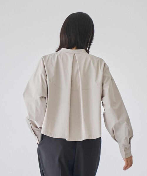 RONEL（ロネル）の「【はっ水//防しわ/ストレッチ/接触冷感】ボーダレス クロップド シャツ（シャツ/ブラウス・レディース・ブラック/ライトグレー・S/M）」の15枚目の写真