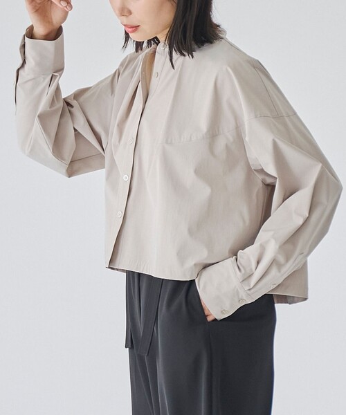 RONEL（ロネル）の「【はっ水//防しわ/ストレッチ/接触冷感】ボーダレス クロップド シャツ（シャツ/ブラウス・レディース・ブラック/ライトグレー・S/M）」の16枚目の写真