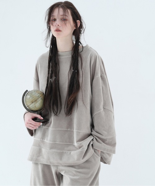 BEDSIDEDRAMA(ベットサイドドラマ)の「Pattern Switch Pullover(その他トップス・レディース・グレイッシュベージュ/チャコール/ピンク・1)」の2枚目の写真