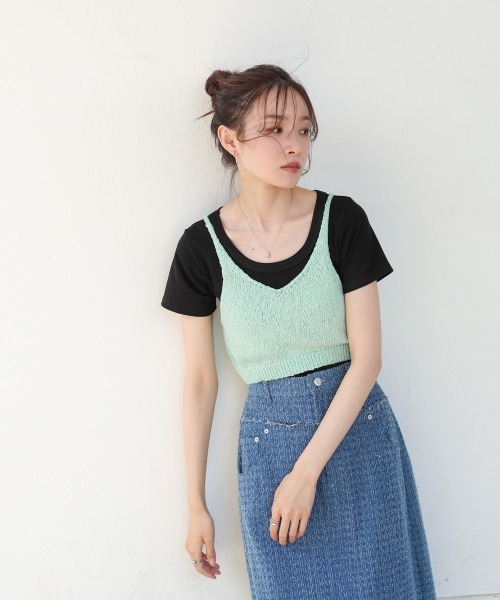 Bab（バブ）の「ドロスト付きビスチェ（ベスト・レディース・ミント/オフホワイト/ブラウン・M）」の19枚目の写真