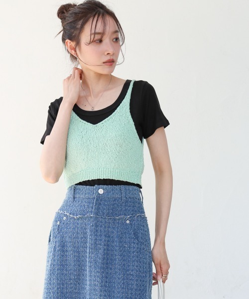 Bab（バブ）の「ドロスト付きビスチェ（ベスト・レディース・ミント/オフホワイト/ブラウン・M）」の22枚目の写真
