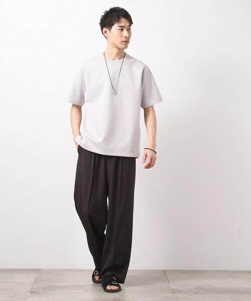THE SHOP TK （ザ ショップ ティーケー ）の「ダブルフェイス半袖Tシャツ　洗濯機OK（Tシャツ/カットソー・メンズ・ライトグレー/ネイビー/ブラウン系その他・02/03/04）」の6枚目の写真