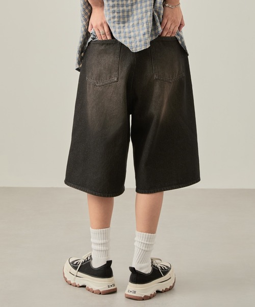 スタッズ　ダメージ加工　34size セール】【Snap club】ヴィンテージ加工ダメージデニムワイド