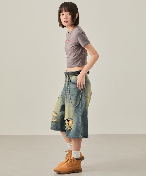 ダメージデニム デニムパンツ ダメージ ジーンズ 春夏秋 : フラグシップ21