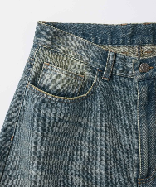 セール】【Snap club】ヴィンテージ加工ダメージデニムワイド