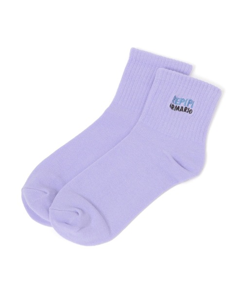 repipi armario（レピピ アルマリオ）の「ナミナミロゴ刺繍ソックス（ソックス/靴下・キッズ・パープル/ホワイト/ライム/ブラック/ブルー・FREE）」の5枚目の写真