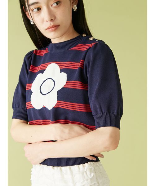LILY BROWN（リリーブラウン）の「【LILY BROWN×MARY QUANT】ジャガードニットトップス（ニット/セーター・レディース・ホワイト/ネイビー/ターコイズブルー/その他・FREE）」の19枚目の写真