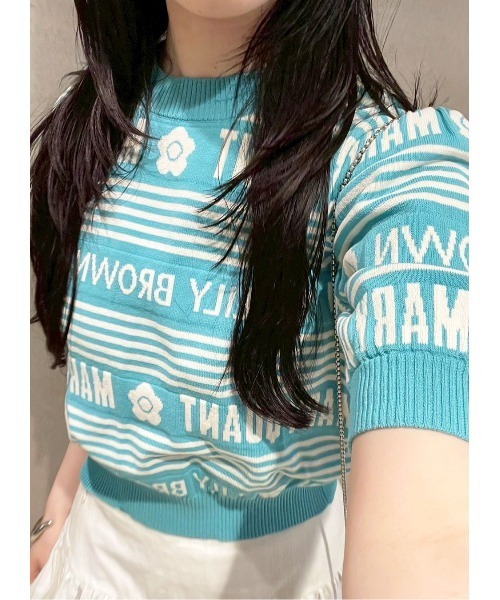 LILY BROWN（リリーブラウン）の「【LILY BROWN×MARY QUANT】ジャガードニットトップス（ニット/セーター・レディース・ホワイト/ネイビー/ターコイズブルー/その他・FREE）」の3枚目の写真
