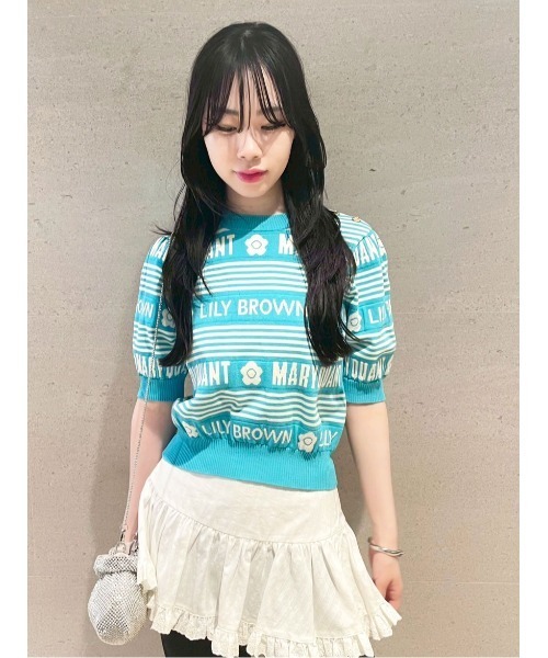 LILY BROWN（リリーブラウン）の「【LILY BROWN×MARY QUANT】ジャガードニットトップス（ニット/セーター・レディース・ホワイト/ネイビー/ターコイズブルー/その他・FREE）」の7枚目の写真