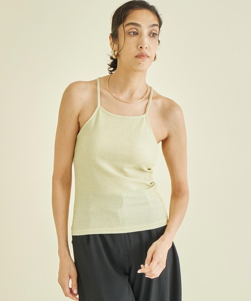 Settimissimo（セッティミッシモ）の「パット付き バッククロス グリッター キャミソール（キャミソール・レディース・ゴールド/ブラウン/オフホワイト・FREE）」の13枚目の写真