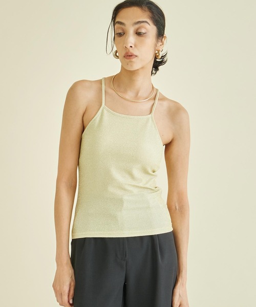 Settimissimo（セッティミッシモ）の「パット付き バッククロス グリッター キャミソール（キャミソール・レディース・ゴールド/ブラウン/オフホワイト・FREE）」の14枚目の写真