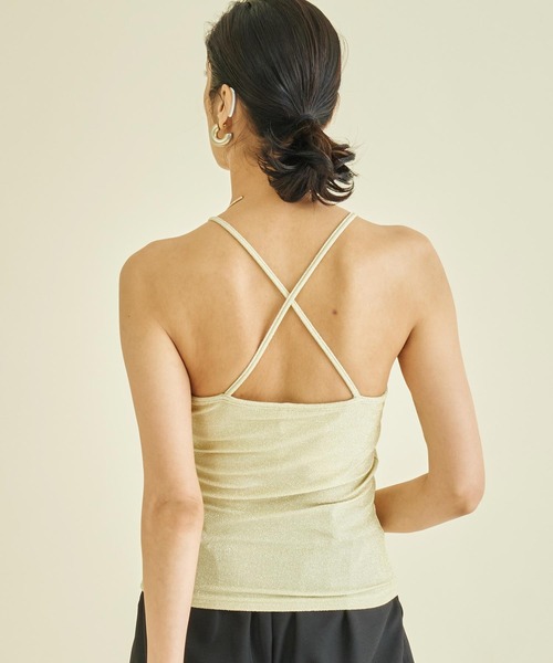 Settimissimo（セッティミッシモ）の「パット付き バッククロス グリッター キャミソール（キャミソール・レディース・ゴールド/ブラウン/オフホワイト・FREE）」の16枚目の写真