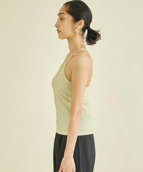 Settimissimo（セッティミッシモ）の「パット付き バッククロス グリッター キャミソール（キャミソール・レディース・ゴールド/ブラウン/オフホワイト・FREE）」の5枚目の写真